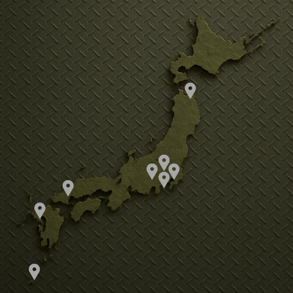 Map of Japan highlighting U.S. military base locations